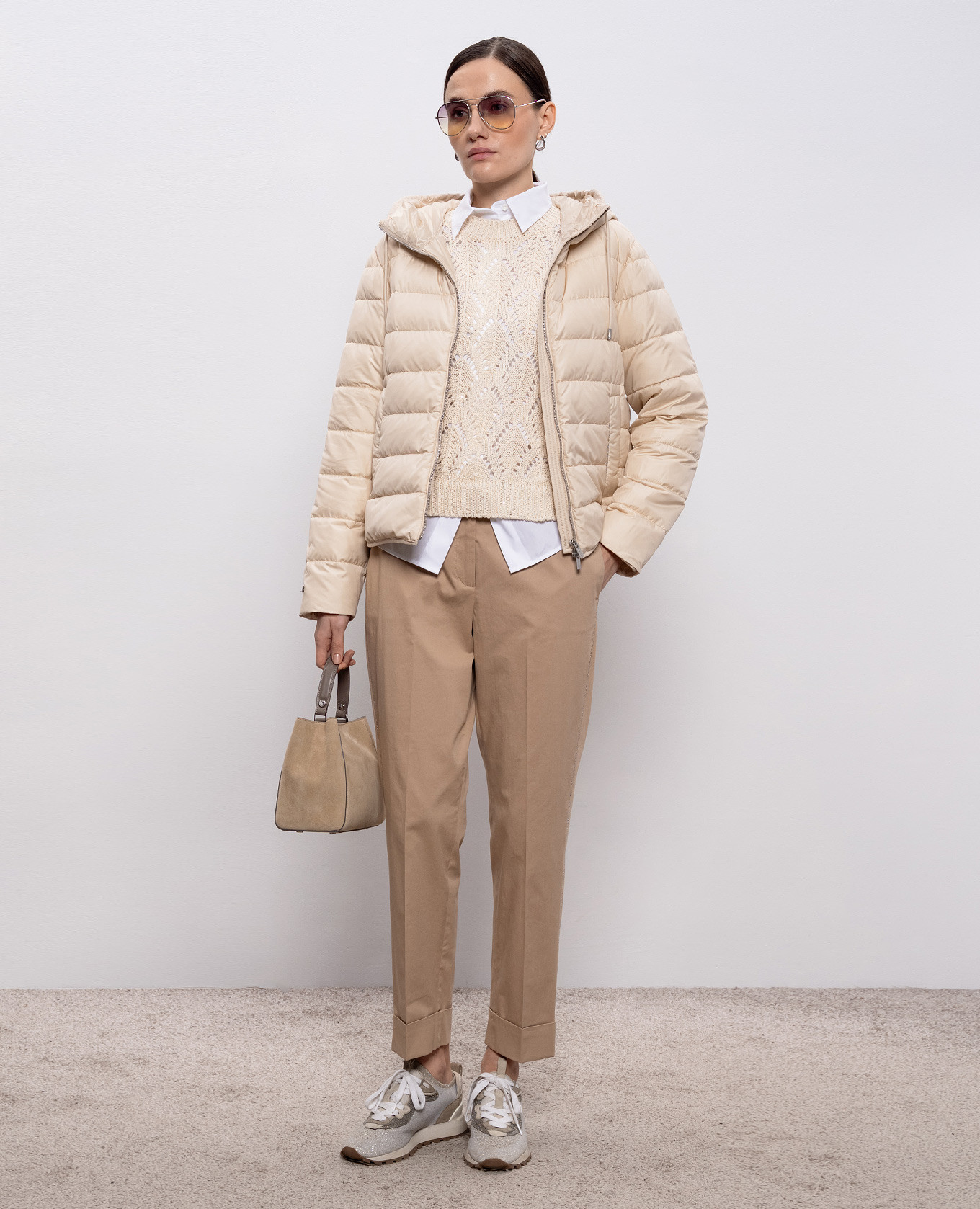 

White silk shirt with monil chain Peserico