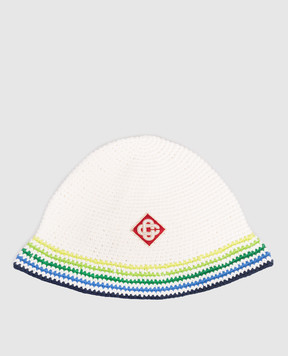Casablanca Children's knitted white panama hat KSP26HAT11501EXBC