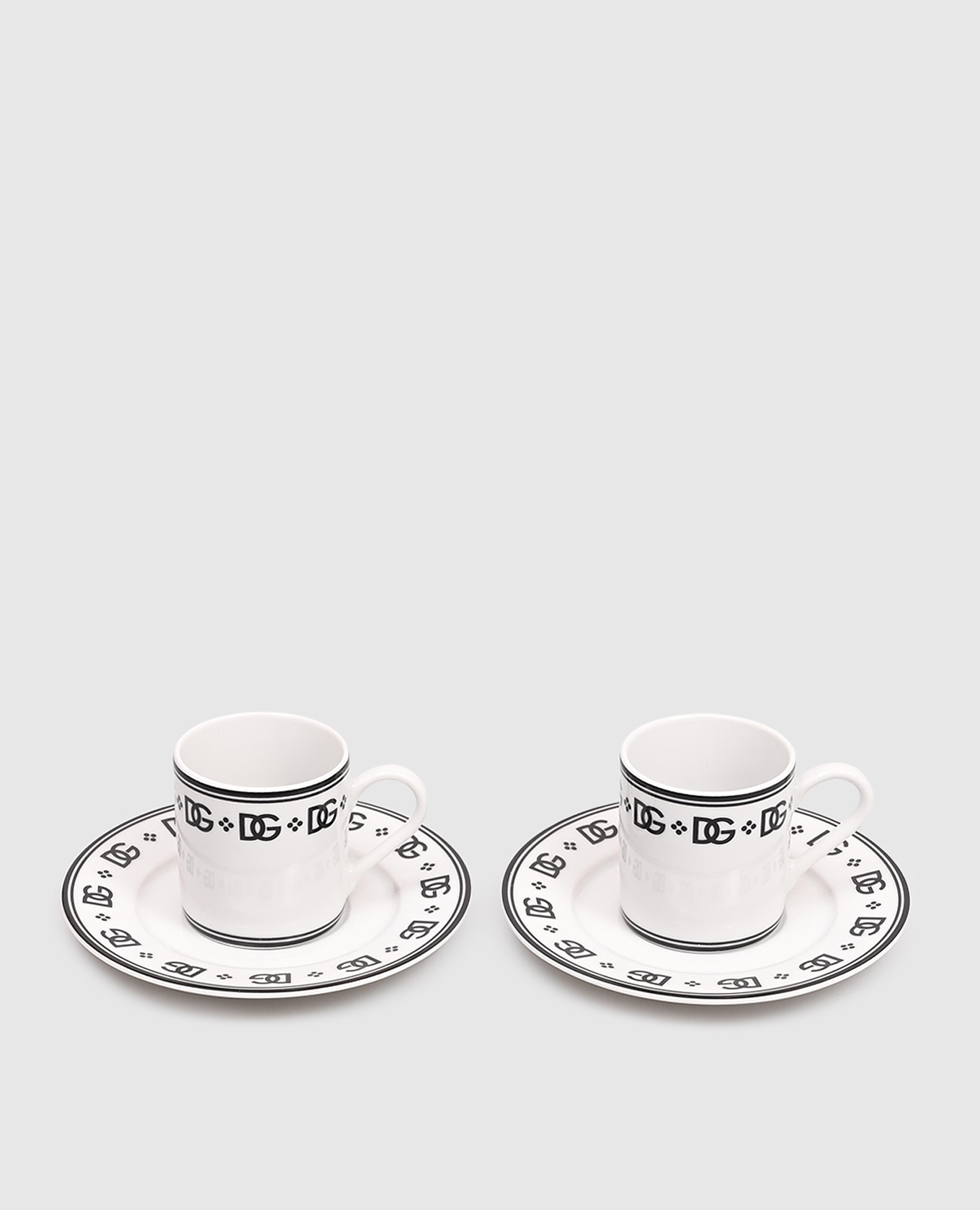 

Set of porcelain coffee cups and saucers with DG logo monogram Dolce&Gabbana, White