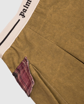Palm Angels Children's khaki skirt with logo pattern F6PAJGSK136