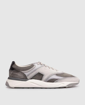 Santoni Grey suede sneakers with embossed logo MBIM22112BGRGMEU