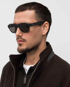 Stefano Ricci Black leather glasses SG006UVTCARI