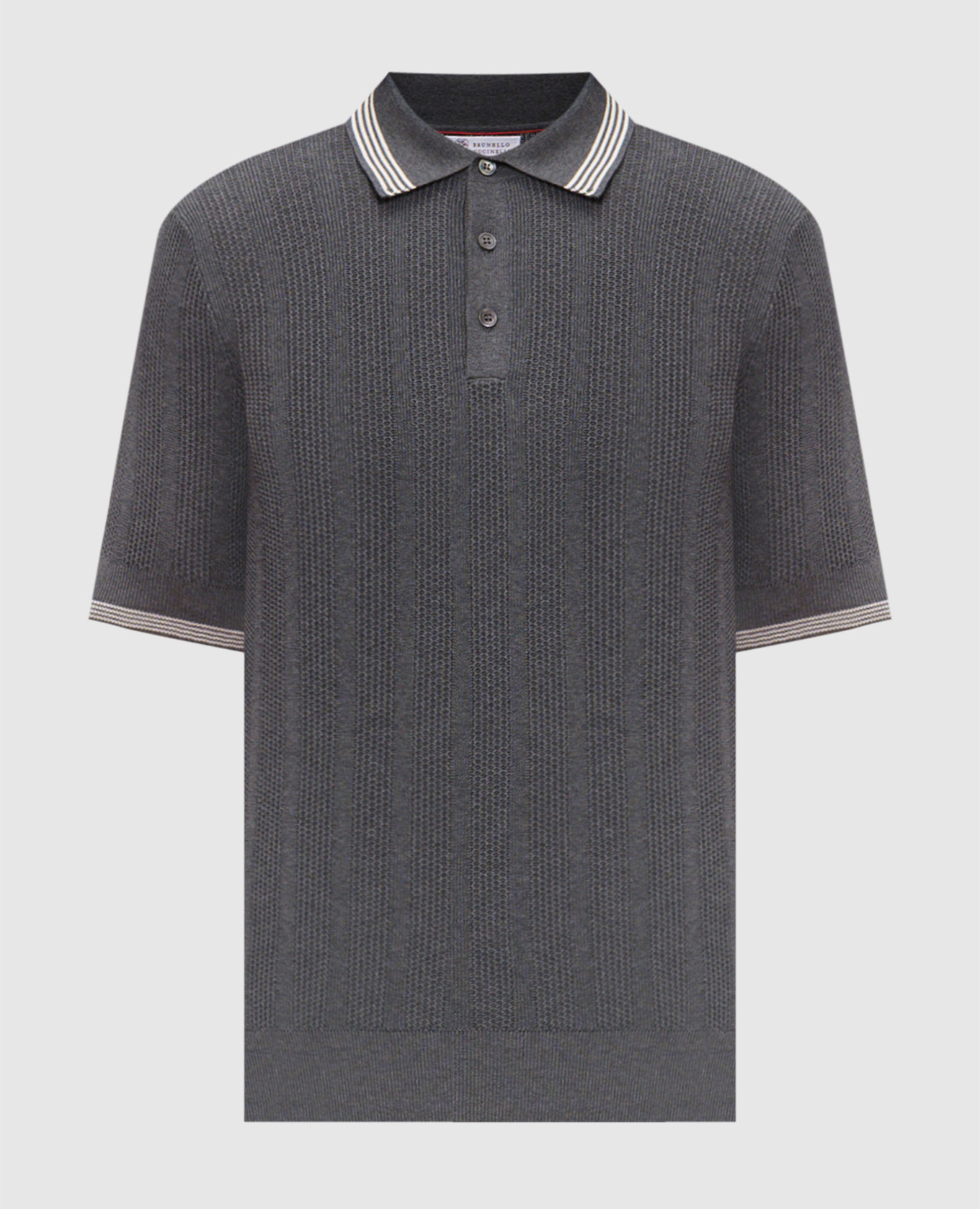 Gray polo with stripes