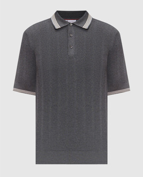 Brunello Cucinelli Gray polo with stripes M29204205P
