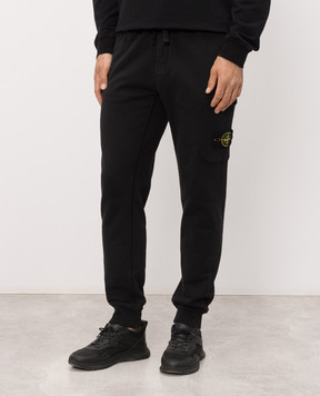 Stone Island Black joggers with logo patch L1S156200010S0051