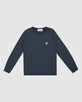 Stone Island Children's blue long-sleeve shirt with logo patch L2S162100002S004714