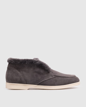Doucal's Gray suede deserts on fur with a monil chain DD8919JOANUM252