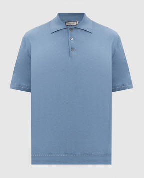Canali Blue polo with silk MK02479C0127