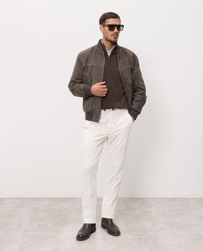 ISAIA Ivory corduroy pants with wool PNC053P9130