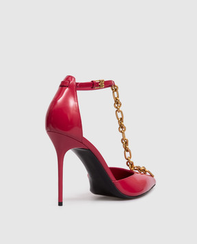 Balmain Pink leather Sync shoes with chain GN1UA152LNPX