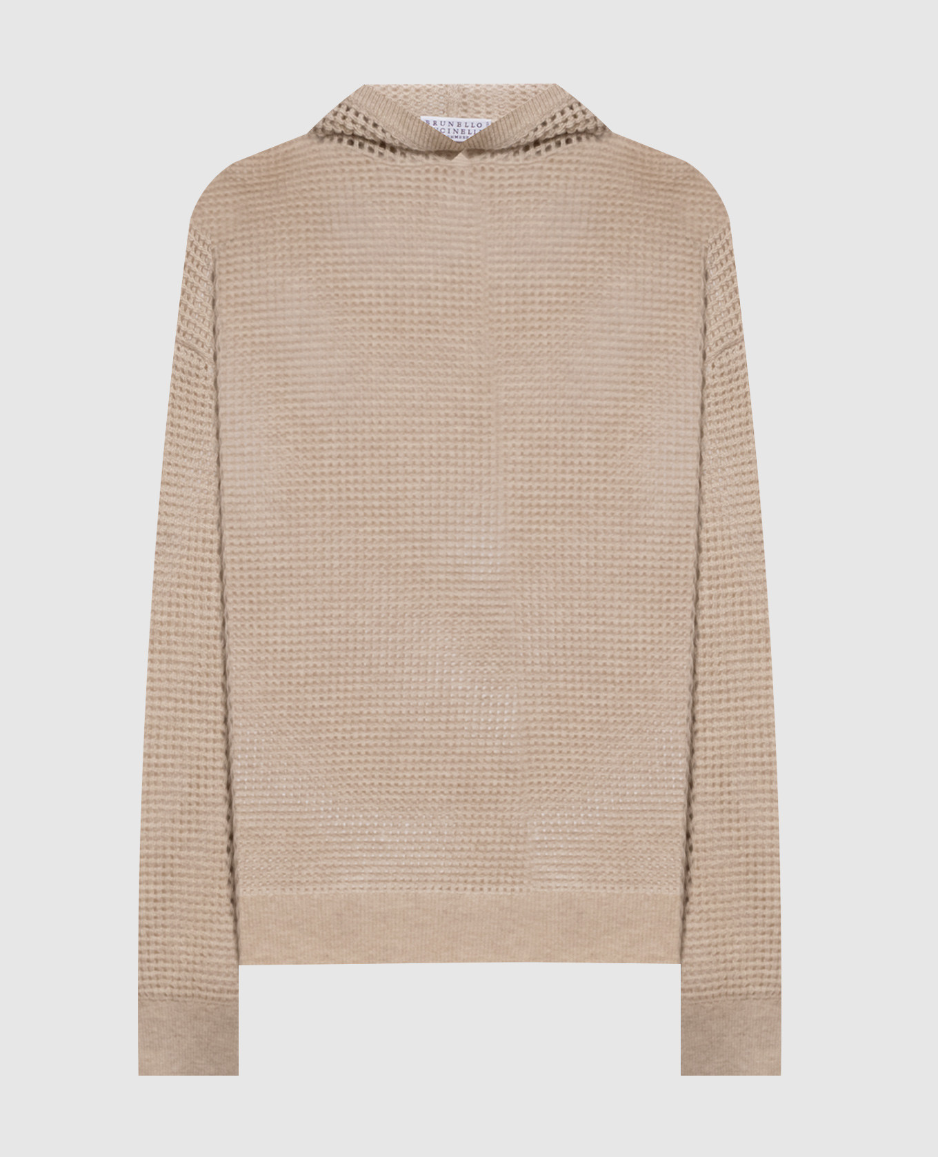 

Beige openwork cashmere hoodie Brunello Cucinelli