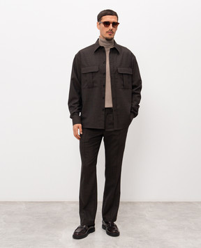Dolce&Gabbana Dark brown wool shirt G5OJ2THU2BO