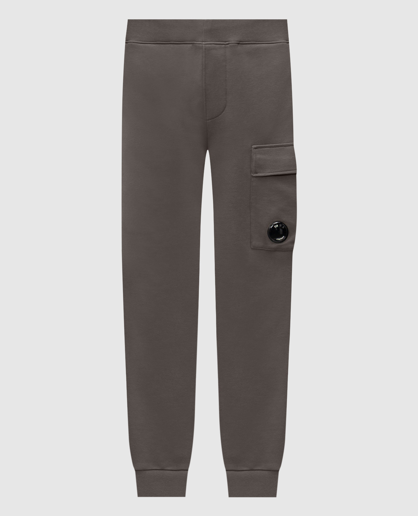 Khaki joggers with logo patch