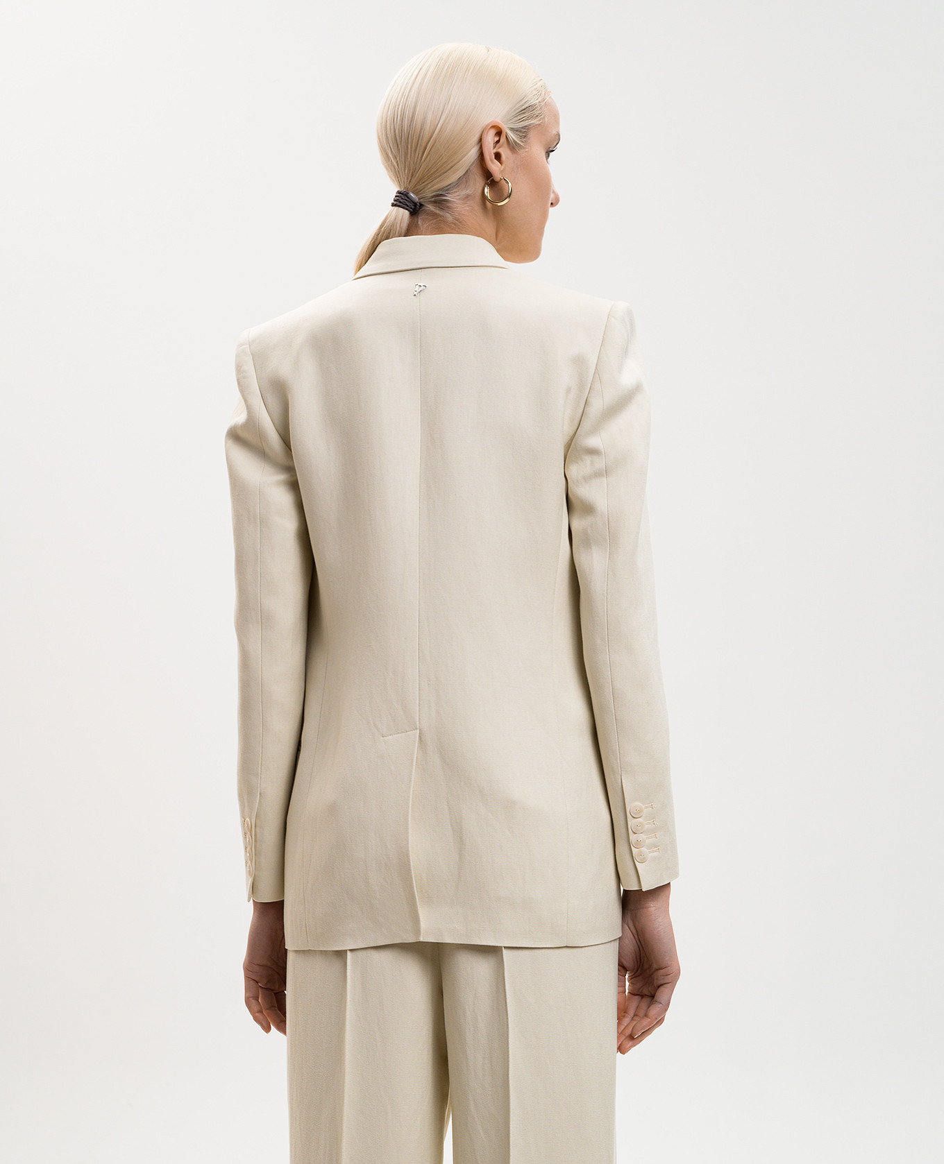 

Double-breasted jacket in ivory with linen Dondup, Beige