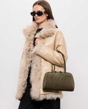Christian Villa Khaki suede tote bag 06632