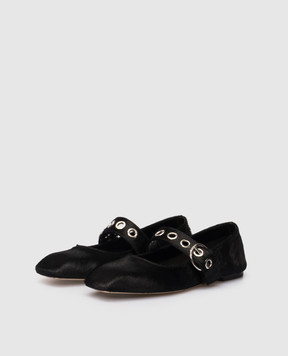 Aeyde Uma black ballet flats in napped leather FL0551052001126