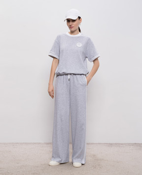Peserico Grey melange striped sweatpants P04241J005667