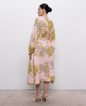 La DoubleJ Pink linen dress with print DRE0818LIN014SWA01