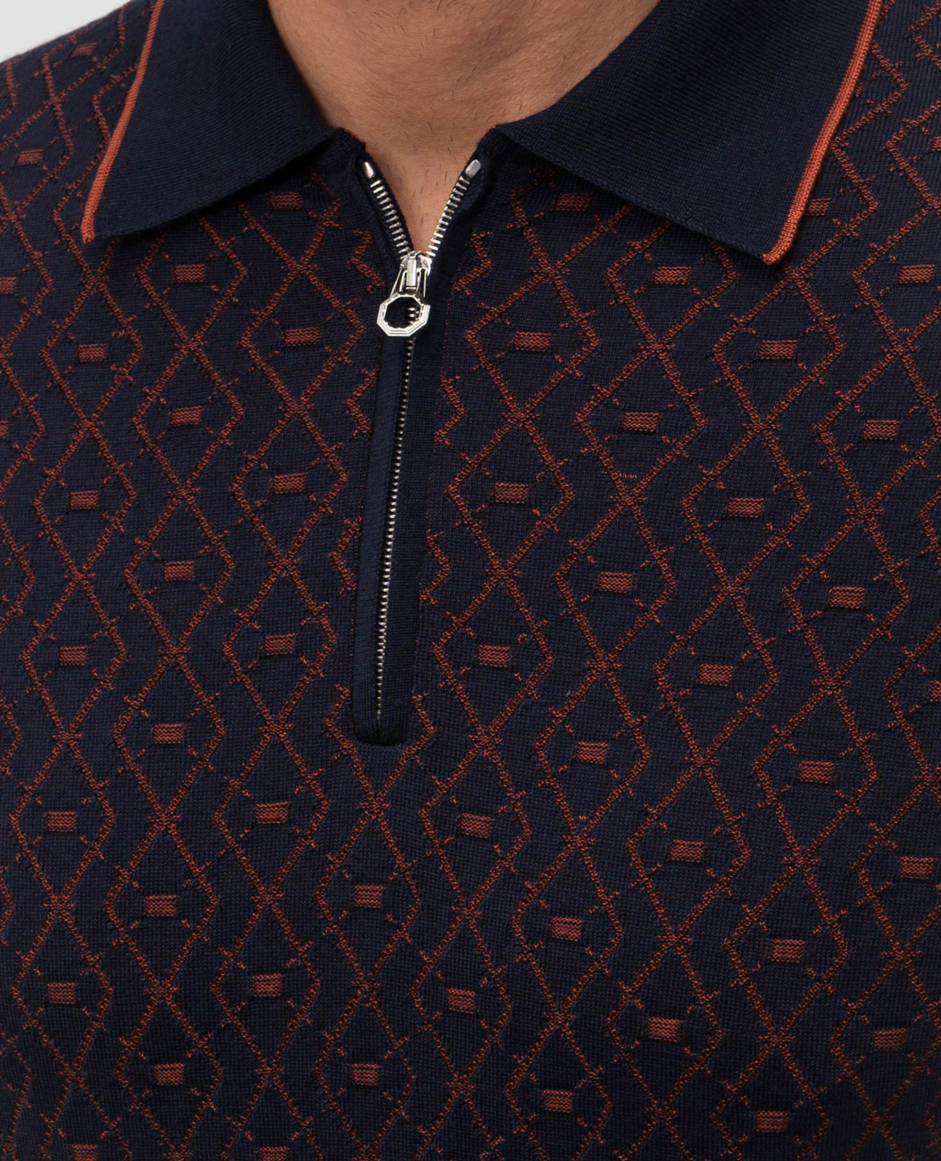 

Blue wool and silk patterned polo shirt Stefano Ricci