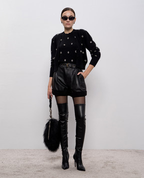 Twinset Black angora wool top with logo 252TT3181