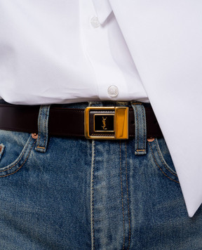 Saint Laurent Burgundy leather belt with emblem 732556AAB25