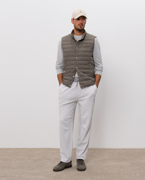 Brunello Cucinelli Grey melange sweatpants with embroidery MM8263388G