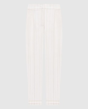 Peserico White striped wool pants P0487402045