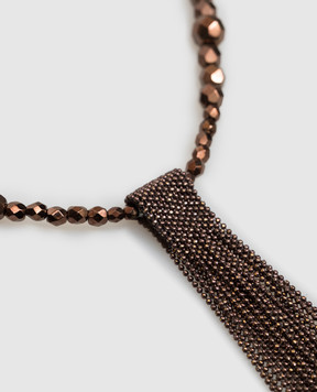 Peserico Brown necklace with beads and monil chain A35533C0CC905