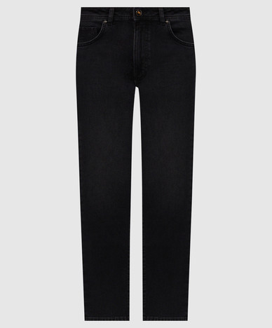 Dark gray jeans with logo patch