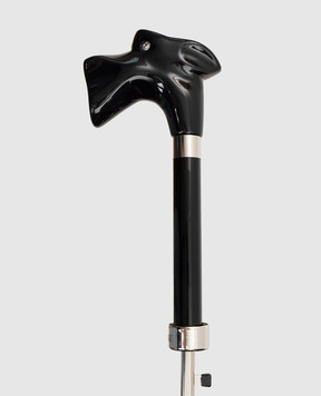 Pasotti Black Schnauzer patterned umbrella cane OMITUO478RASO643419