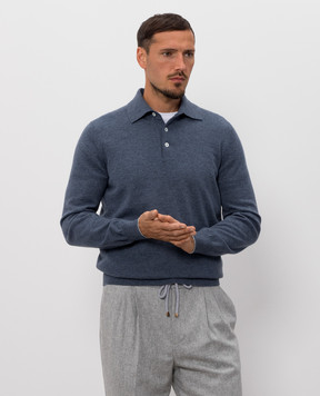 Brunello Cucinelli Blue cashmere polo shirt M2200295