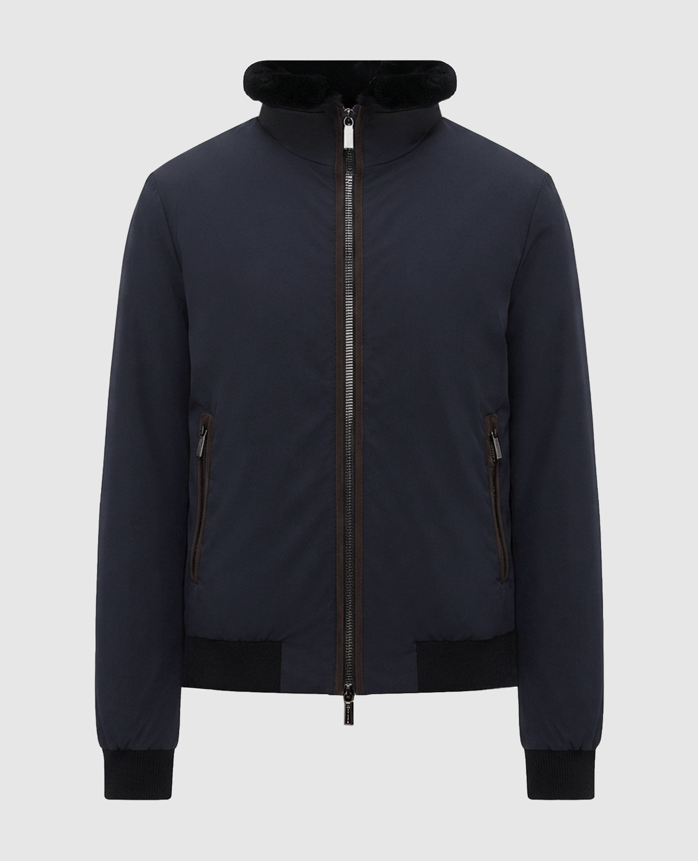 BELLATI blue down jacket with fur