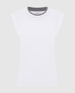 Peserico White ribbed top with monil chain A06769J00DA5669
