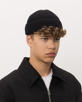 Ami Paris Black wool beanie hat UBO010AK0005