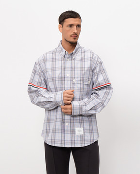 Thom Browne Checked shirt with logo patch MWL430OF1098