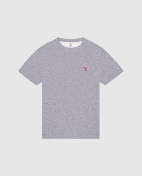 Brunello Cucinelli Children's gray T-shirt with embroidered emblem B0B13T704C