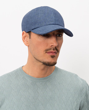 Stefano Ricci Blue cap made of linen, wool and silk MCV61NV18FB127HA