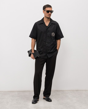 Dolce&Gabbana Black shirt with heraldic logo patch G5JH9ZGK278