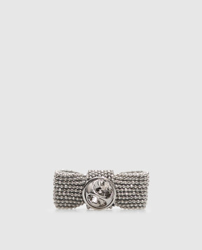 Peserico Silver pin badge with monil chain E35554C0CC983