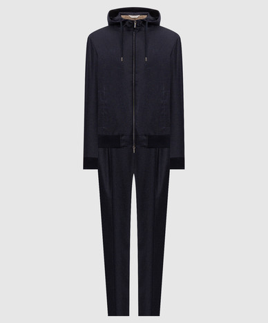Blue wool and cashmere tracksuit