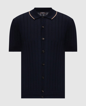 Peserico Blue ribbed shirt with short sleeves R59521F189173R