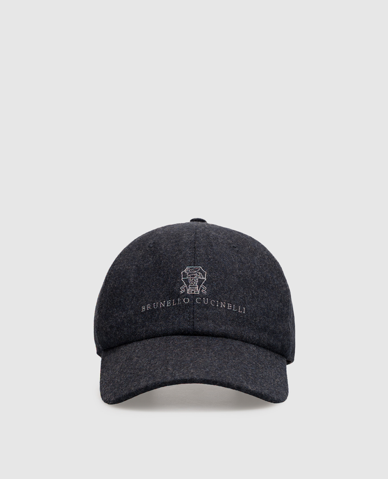 Blue wool cap with logo embroidery