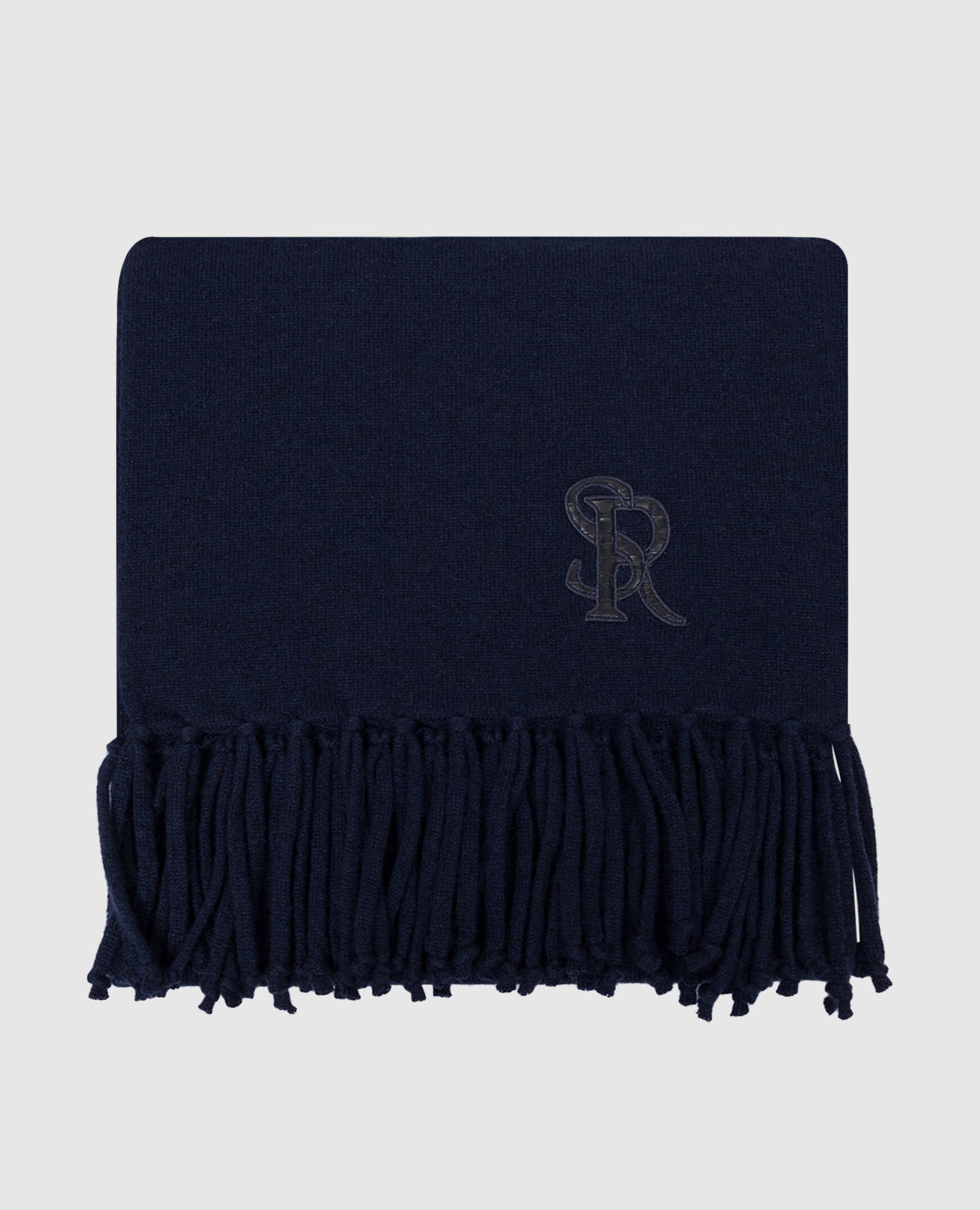 Blue cashmere scarf with monogram logo