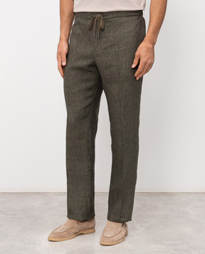 CAPOBIANCO Green linen pants 20M811LL00