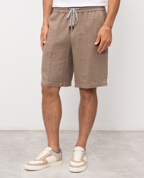 Peserico Brown linen shorts R54235T00D02494