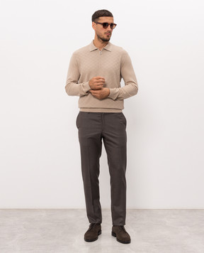 Stefano Ricci Beige wool and silk polo shirt KE06018P30E26304