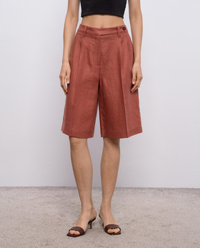 Brunello Cucinelli Terracotta linen Bermuda shorts MH527P9183