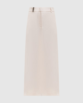 Peserico Beige midi skirt with linen P05143Z01921