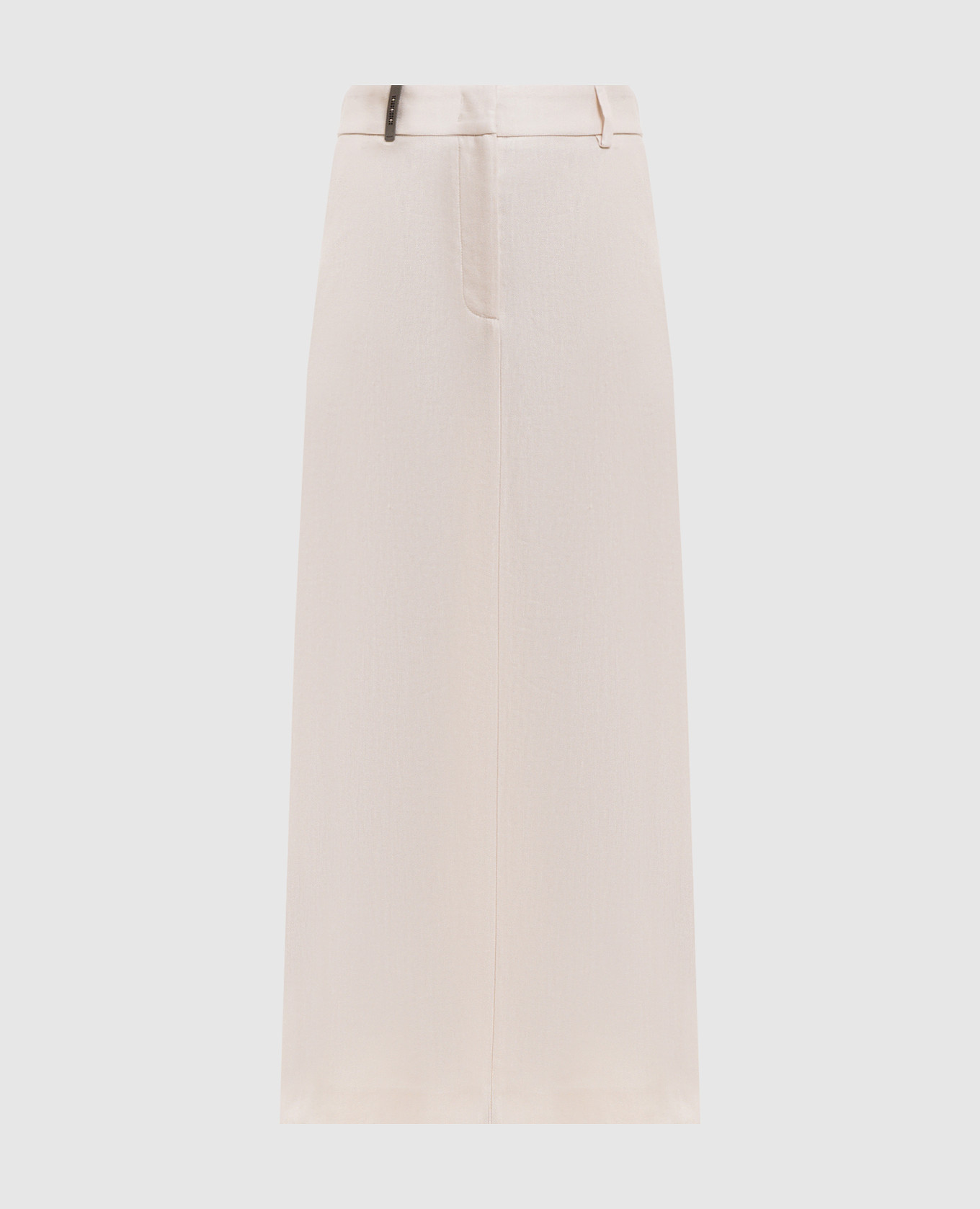 Beige midi skirt with linen