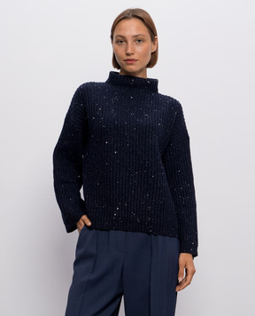 Brunello Cucinelli Blue cashmere and wool sweater with lurex MBM753504P